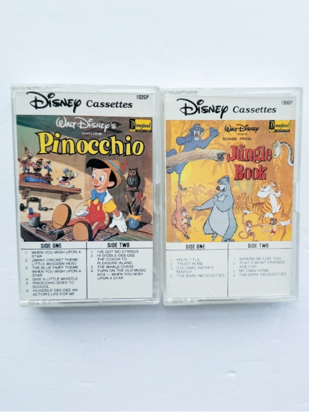 Vtg 1987 Disney Cassette Tape Lot Pinocchio & Jungle Book Soundtrack TESTED